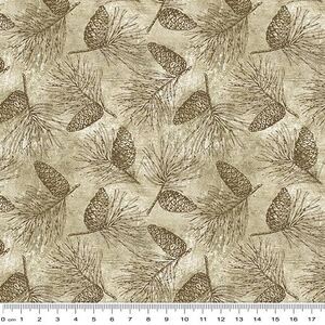 Soaring Heights Pine Cones Parchment, 112cm Wide Cotton Fabric 0110-9070