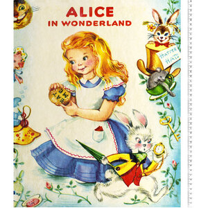 Story Time Vintage Disney Alice In Wonderland PANEL, Quilting Fabric, per Panel