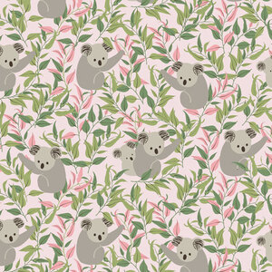 Koala Climb Pink, 112cm Wide Cotton Quilting Fabric 0169A