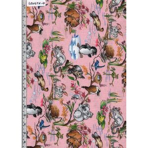 Aussie Nursery Baby Animals Pink, 110cm Wide Cotton Fabric 1029/01