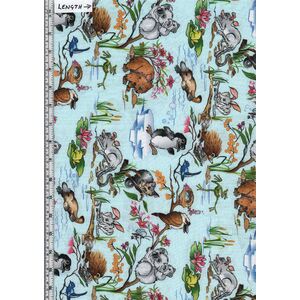 Aussie Nursery Baby Animals Blue, 110cm Wide Cotton Fabric 1029/02