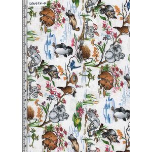 Aussie Nursery Baby Animals White, 110cm Wide Cotton Fabric 1029/04