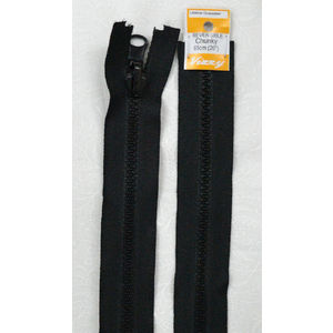 Vizzy Zip Chunky Reversible 65cm (26") Colour #02 BLACK, A Quality Brand Name Zipper.