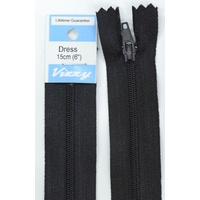 Vizzy Dress Zip, 15cm, Colour 02 BLACK