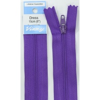 Vizzy Dress Zip, 15cm Colour 109 PURPLE, A Quality Brand Name Zipper.