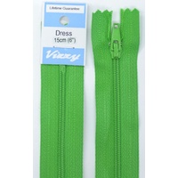 Vizzy Dress Zip, 15cm Colour 111 GRASS GREEN, A Quality Brand Name Zipper.