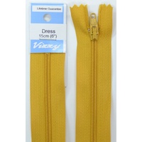 Vizzy Dress Zip, 15cm Colour 113 OLD GOLD, A Quality Brand Name Zipper.