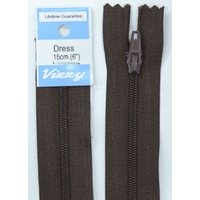 Vizzy Dress Zip, 15cm Colour 14 BROWN, A Quality Brand Name Zipper.