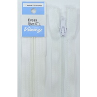 Vizzy Dress Zip, 18cm Colour 01 White, A Quality Brand Name Zipper