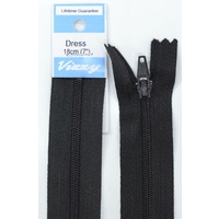 Vizzy Dress Zip, 18cm Colour 02 Black, A Quality Brand Name Zipper