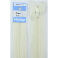 Vizzy Dress Zip, 18cm Colour 05 CREAM, A Quality Brand Name Zipper
