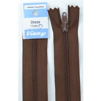 Vizzy Dress Zip, 18cm Colour 107 BROWN, A Quality Brand Name Zipper