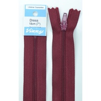 Vizzy Dress Zip, 18cm Colour 108 BURGUNDY, A Quality Brand Name Zipper