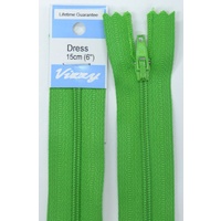 Vizzy Dress Zip, 18cm Colour 111 GRASS GREEN, A Quality Brand Name Zipper