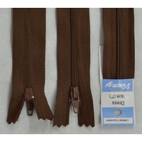 Vizzy Dress Zip, 18cm Colour 13 CHOCOLATE, A Quality Brand Name Zipper