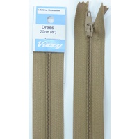 Vizzy Dress Zip, 20cm Colour 10 CAMEL, A Quality Brand Name Zipper