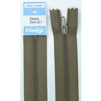 Vizzy Dress Zip, 20cm Colour 12 CHESTNUT, A Quality Brand Name Zipper