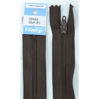 Vizzy Dress Zip, 20cm Colour 14 BROWN, A Quality Brand Name Zipper