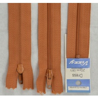 Vizzy Dress Zip, 20cm Colour 16 TERRA COTTA, A Quality Brand Name Zipper