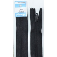 Vizzy Dress Zip, 25cm Colour 02 Black, A Quality Brand Name Zipper