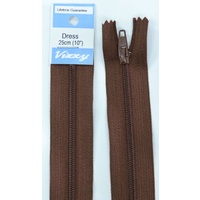 Vizzy Dress Zip, 25cm Colour 107 BROWN, A Quality Brand Name Zipper