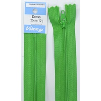 Vizzy Dress Zip, 25cm Colour 111 GRASS GREEN, A Quality Brand Name Zipper