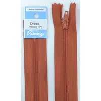 Vizzy Dress Zip, 25cm Colour 15 BRICK, A Quality Brand Name Zipper