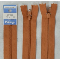 Vizzy Dress Zip, 25cm Colour 16 TERRA COTTA, A Quality Brand Name Zipper