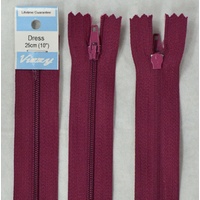 Vizzy Dress Zip, 25cm Colour 34 BURGUNDY