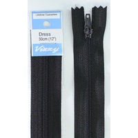 Vizzy Dress Zip, 30cm Colour 02 BLACK, A Quality Brand Name Dress Zipper