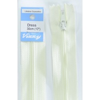 Vizzy Dress Zip, 30cm Colour 05 CREAM, A Quality Brand Name Zipper