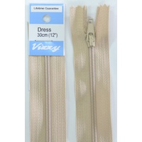 Vizzy Dress Zip, 30cm Colour 07 NATURAL, A Quality Brand Name Zipper