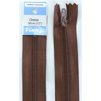 Vizzy Dress Zip, 30cm Colour 107 BROWN, A Quality Brand Name Zipper