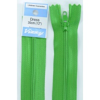 Vizzy Dress Zip, 30cm Colour 111 GRASS GREEN, A Quality Brand Name Zipper