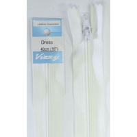 Vizzy Dress Zip, 40cm Colour 01 WHITE, A Quality Brand Name Zipper