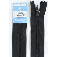 Vizzy Dress Zip, 40cm Colour 02 BLACK, A Quality Brand Name Zipper