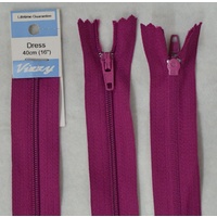 Vizzy Dress Zip, 40cm Colour 123 GARDEN ROSE, A Quality Brand Name Zipper