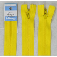 Vizzy Dress Zip, 40cm Colour 20 YELLOW, A Quality Brand Name Zipper