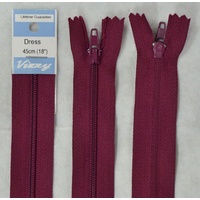 Vizzy Dress Zip, 45cm Colour 34 BURGUNDY