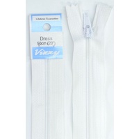 Vizzy Dress Zip, 50cm Colour 01 WHITE, A Quality Brand Name Zipper