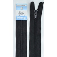 Vizzy Dress Zip, 50cm Colour 02 BLACK, A Quality Brand Name Zipper