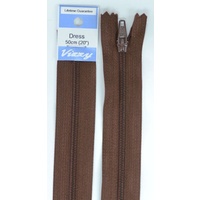 Vizzy Dress Zip, 50cm Colour 107 BROWN, A Quality Brand Name Zipper