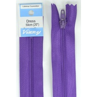 Vizzy Dress Zip, 50cm Colour 109 PURPLE, A Quality Brand Name Zipper