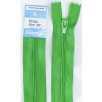 Vizzy Dress Zip, 50cm Colour 111 GRASS GREEN, A Quality Brand Name Zipper