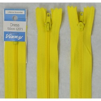 Vizzy Dress Zip, 50cm Colour 20 YELLOW, A Quality Brand Name Zipper