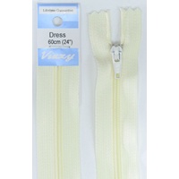 Vizzy Dress Zip, 60cm Colour 05 CREAM, A Quality Brand Name Zipper