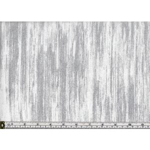 Cotton Fabric Style 8098 #2709 Metallic Silver on White 110cm Wide Per 50cm