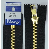 Vizzy Jeans Zip 8cm (3") Colour #02 BLACK, A Quality Brand Name Zipper