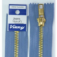 Vizzy Jeans Zip 10cm (4") Colour #114 PALE DENIM, A Quality Brand Name Zipper
