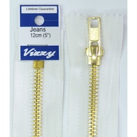 Vizzy Jeans Zip 12cm WHITE, A Quality Brand Name Zipper